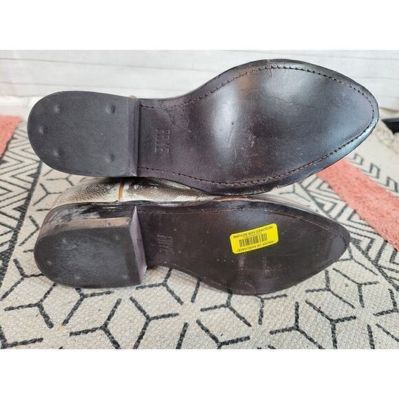 FRYE Billy Daisy Pull-On Leather Western Boots in Light Metallic Gold, sz 7 - Picture 10 of 16